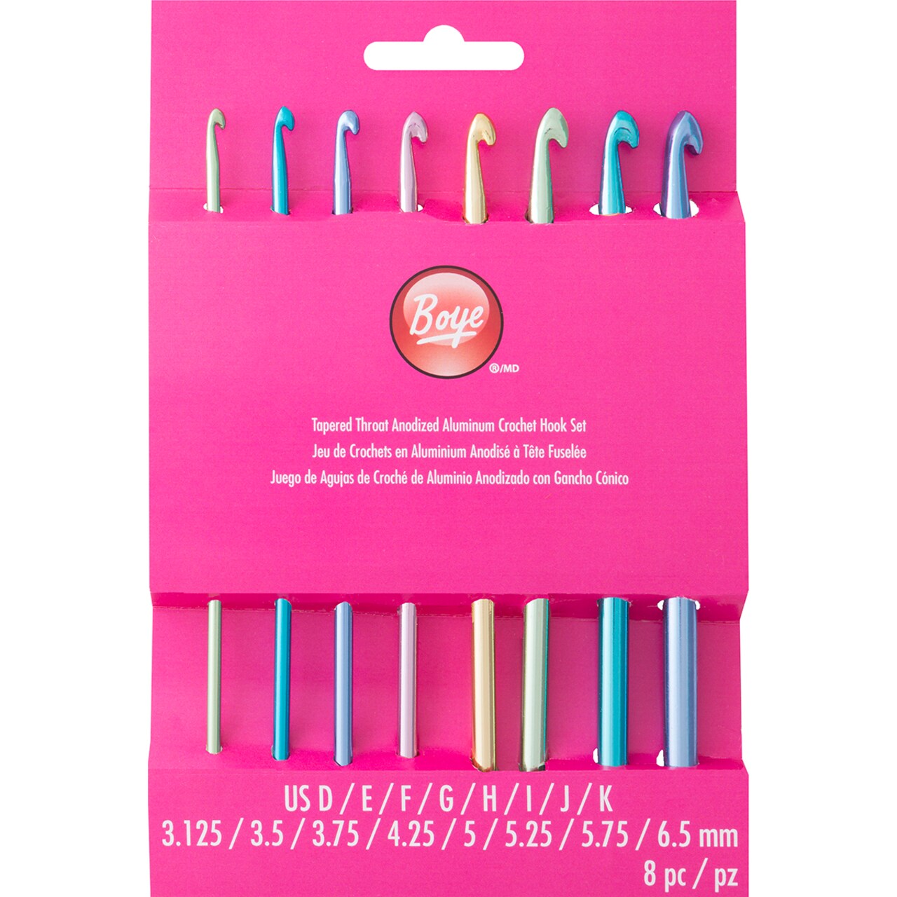 Boye Aluminum 6" Crochet Hook Set - 8 Hooks Sizes US D - K